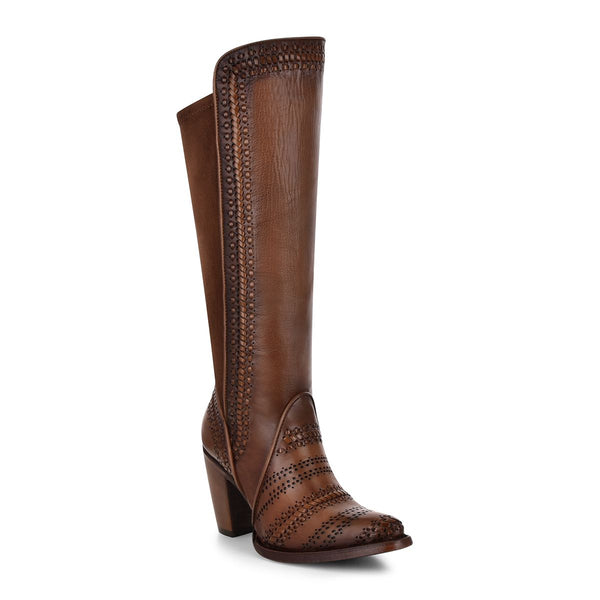 Cuadra Handwoven brown leather boot
